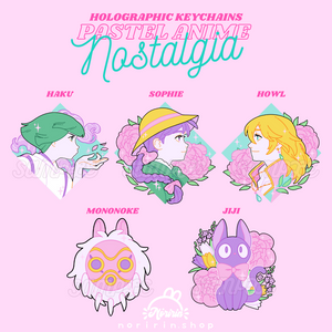 Pastel Anime Nostalgia Holographic Keychains
