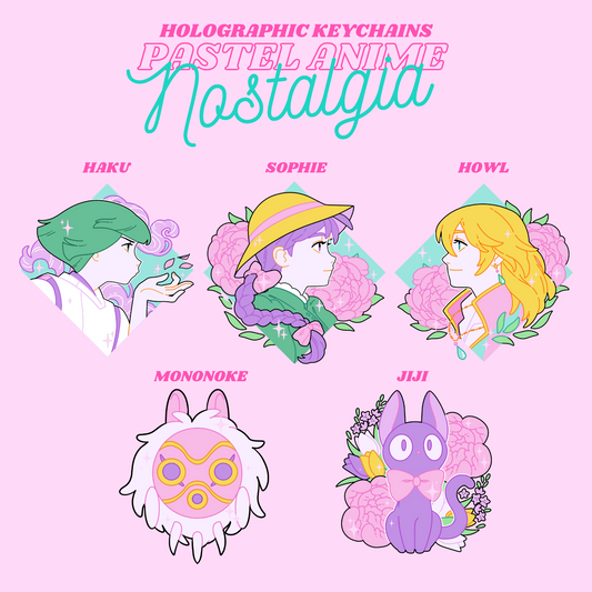 Pastel Anime Nostalgia Holographic Keychains